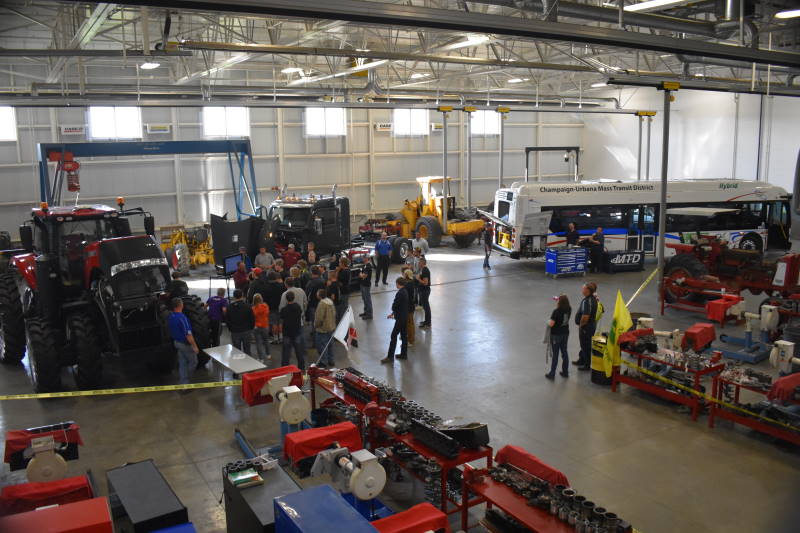large garage with tractors and MTD bus inside